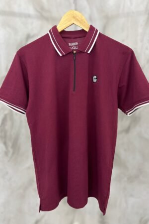 Luxury Cotton Polo Shirt – Soft, Stretchy, Performance Fit -Maroon